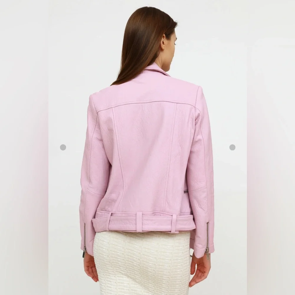Elizabeth and James pink leather jacket - Picture 2 of 6